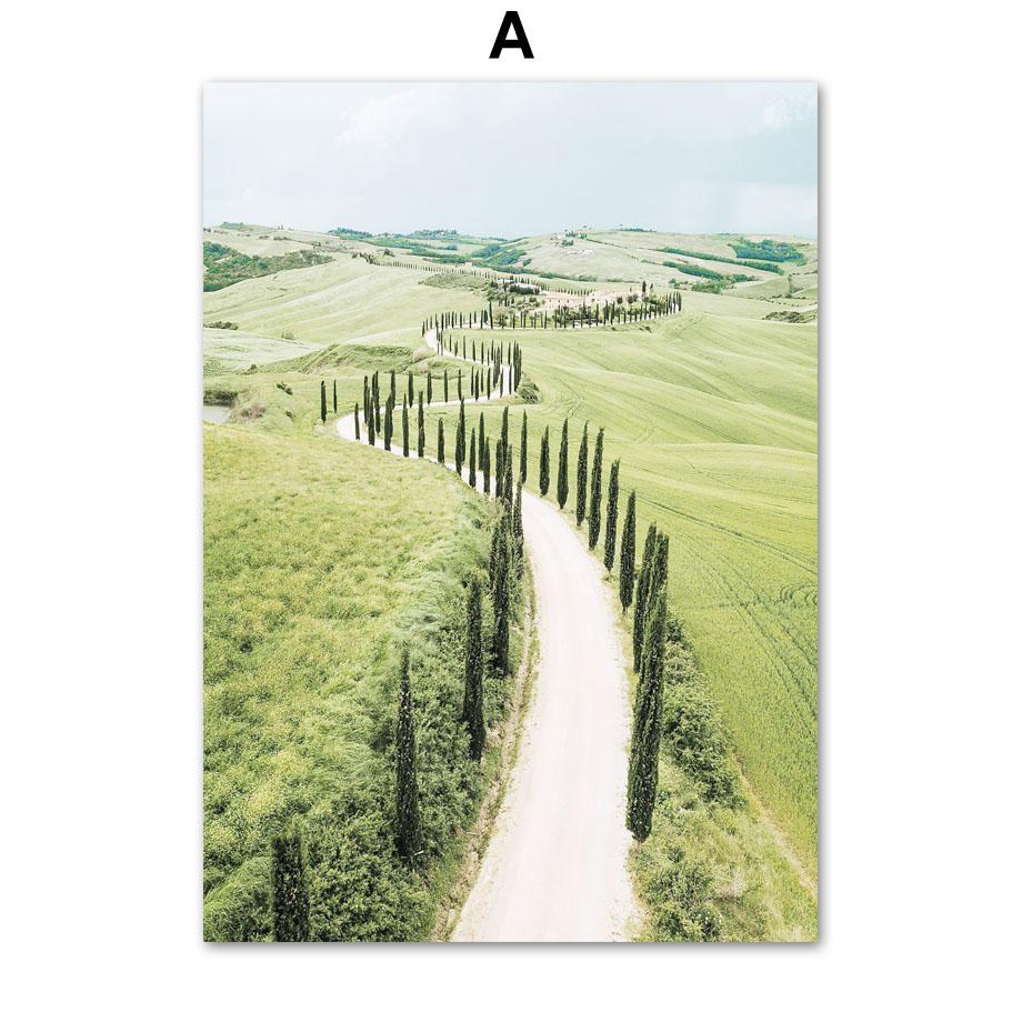 Zitrone Daisy Berg Zypresse Baum Alley Sommer Wand Kunst Leinwand Malerei Nordic Poster Und Drucke Dekor Bilder Für Wohnzimmer