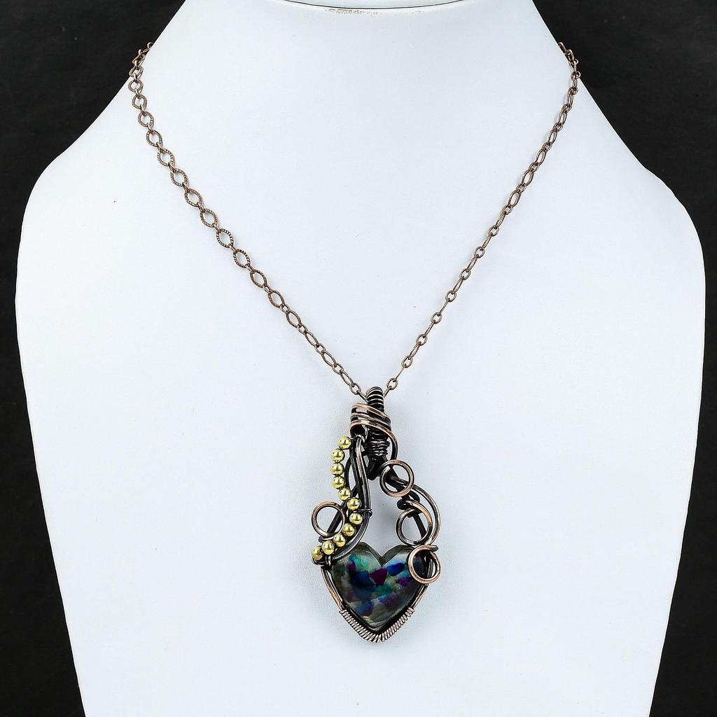 Multi Fire Labradorite Pendant Gemstone Pendant Copper Wire Wrapped Pendant Handmade Pendant Copper Wire Jewelry Gift For Mom Unique Pendant