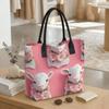  Cute Lamb Floral Print Casual Tote Bag Large Capacity Daily Use Portable Shoulder Handbag