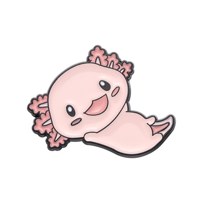

Cartoon Pink Axolotl Enamel Pin Cute Marine Creatures Salamander Amphibian Brooches Lapel Badges Jewelry Gifts for Kids Friends