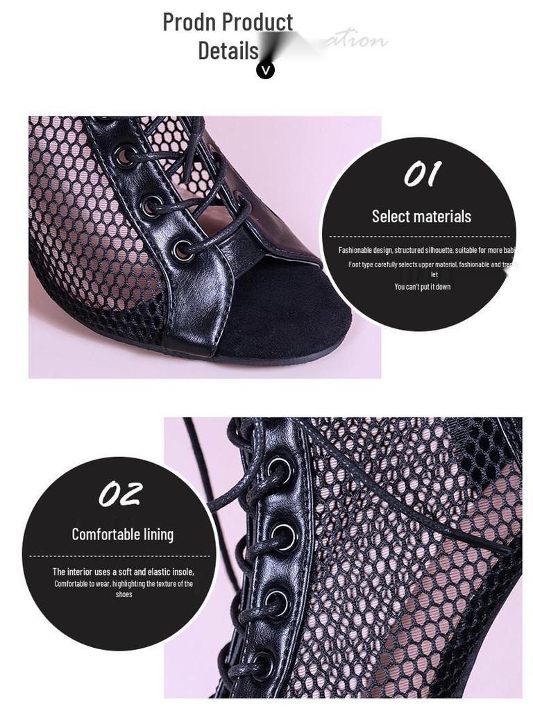 Europejskie i Amerykańskie Modne Siateczkowe Sandały na Szpilce z Odkrytymi Palcami dla Kobiet