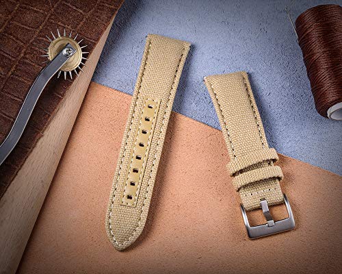 Hemsut 20mm Watch Band for Men, Military Canvas Watch Band, Quick Release Watch Strap, Fabric Sports Replacement