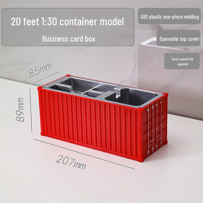20ft Container Model Pen Holder & Business Card Box with Customizable Patterns/Text - Plastic Ornament