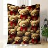 """Entzückende Teddybären mit roten Schleifen - Perfekt als Geschenke!""""""Decke Flanell Überwurfdecke für Sofa, Bett, Reisen, Camping, Büro, Couch, Stuhl,"""