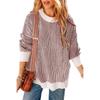 2025 Winter Striped Color Block Sweater for Women – European American Fashion, Warm Loose Versatile Knit Pullover