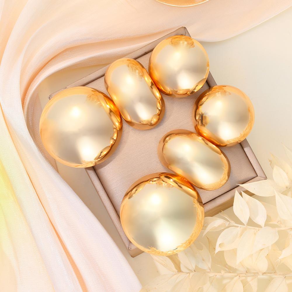 European-American Geometric Round Metal Dangle Earrings - Elegant, Polished Design for Sophisticated Women