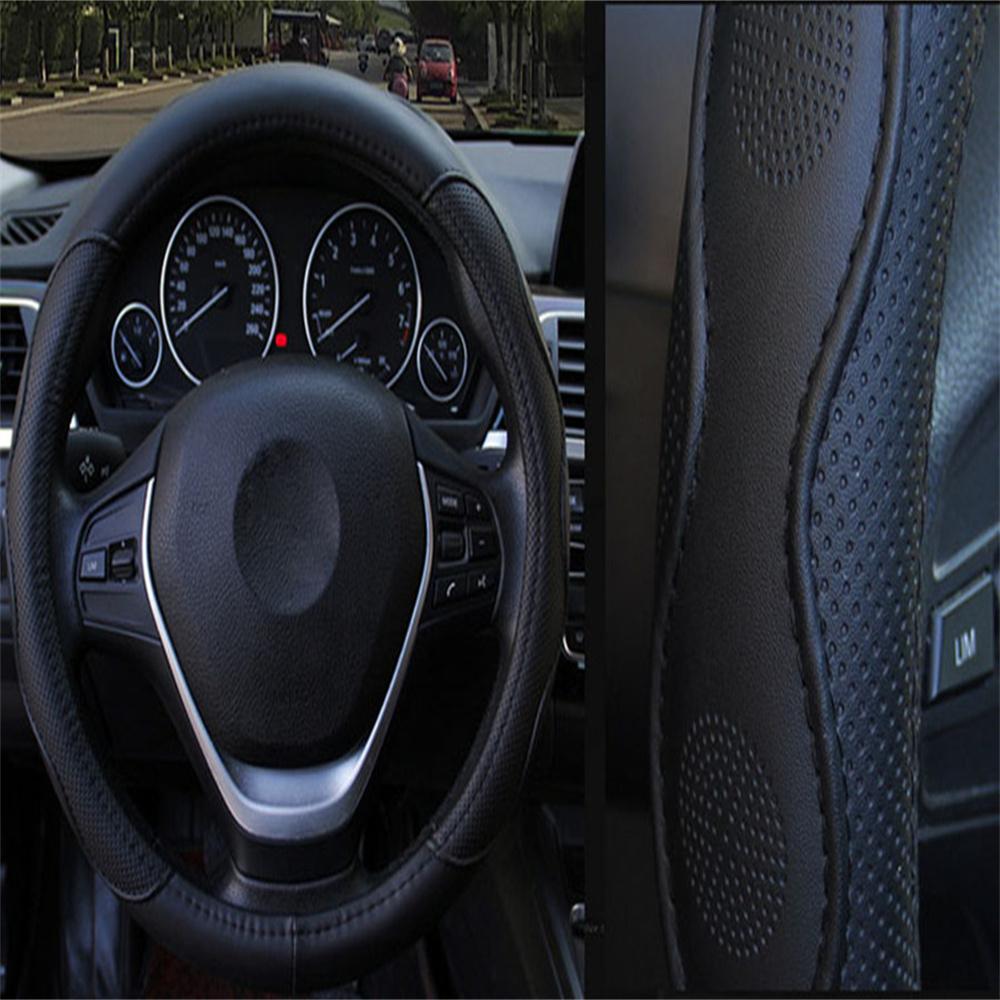Langlebige PU-Leder Auto Lenkradabdeckung Zierleiste Rutschfester Schutz 37cm-38cm