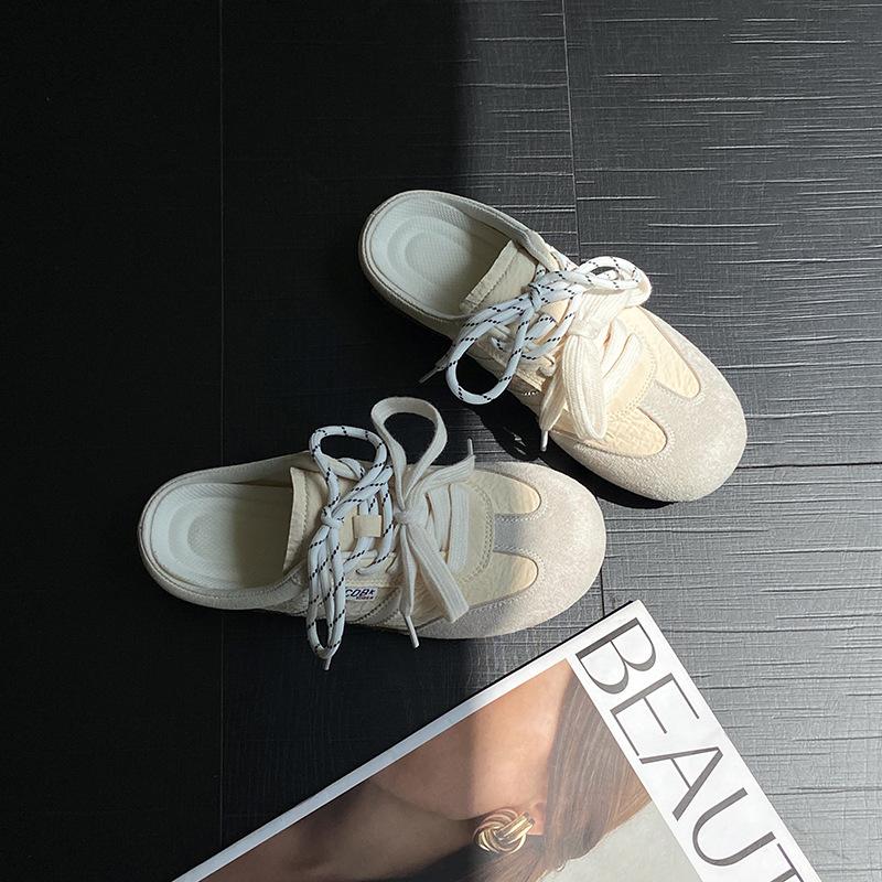 

Ретро кроссовки для тренировок с внутренней платформой, с закрытым носком, женские летние 2025, новые, нескользящие, на мягкой подошве, крутые тапочки 40 бежевый