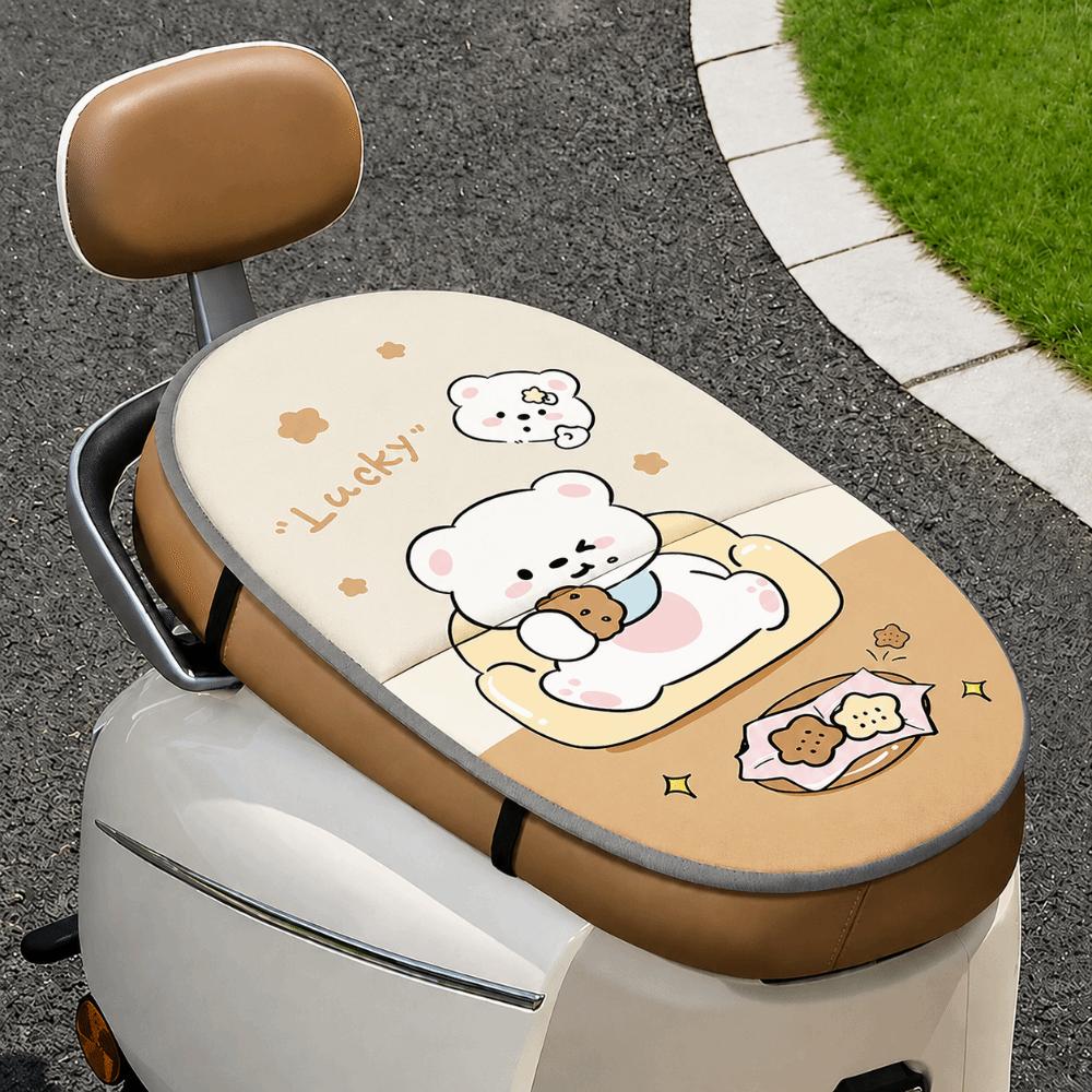 Cartoon Motor Double-layer Seat Cover Water-proof Heat Shield Cushion Electric Bike Use