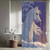 1pc Elegant White Horse in Snow Shower Curtain - 70.8x70.8 Inch, Washable Polyester Fabric with 12 Hooks, Winter-Themed Bathroom