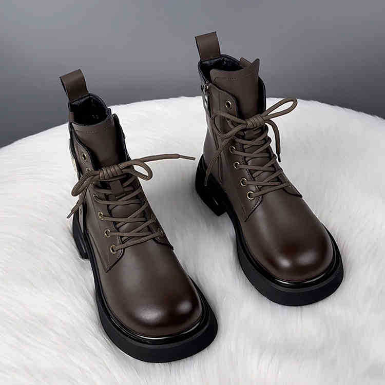 Женские зимние теплые ботинки для снега нескользящие ботинки на толстой платформе со шнуровкой ботильоны женская удобная обувь с подкладкой из искусственного меха походные армейские ботинки с застежкой-молнией 40 4890₽