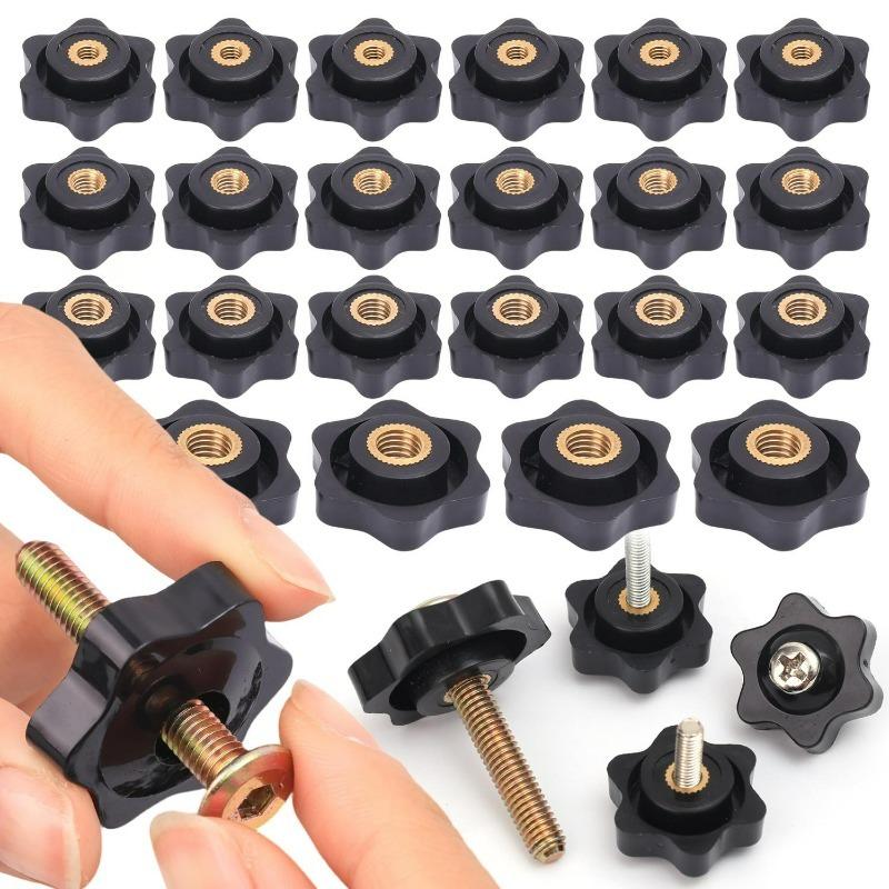 5/50Pcs Plum Blossom Handle Nut M4 M5 M6 M8 Blind Hole Copper Core Handle Knob Thread Mechanical Black Thumb Nuts Assortment