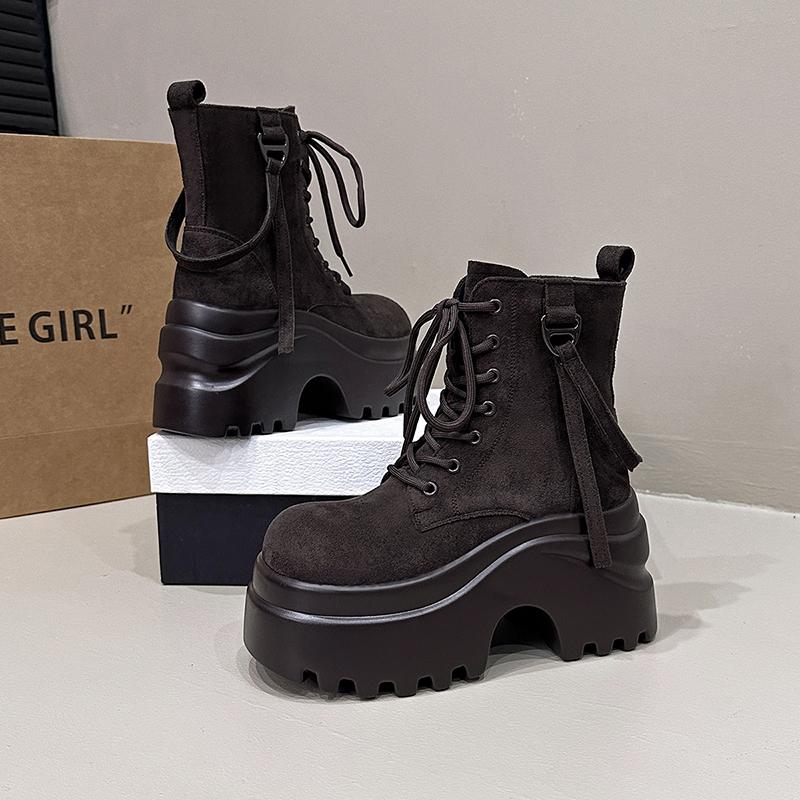 Fashion Ankle Boots For Women New 2025 Winter Motorcycle Boots 9CM Wedge Heels High Platform Shoes Woman Autumn Thick Sole Punk Boots