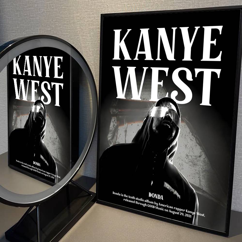 Ράπερ Kanye West Ασπρότυπο Αφίσα Αδιάβροχο Χαρτί Αυτοκόλλητο Καφετέρια Μπαρ Αισθητική Τέχνη Τοιχογραφία