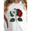 European sizes Women'S Valentine'S Day Roses Print T-Shirt, Casual Crew Neck Short Sleeve Top Floral Pattern Spring/Summer Clothing