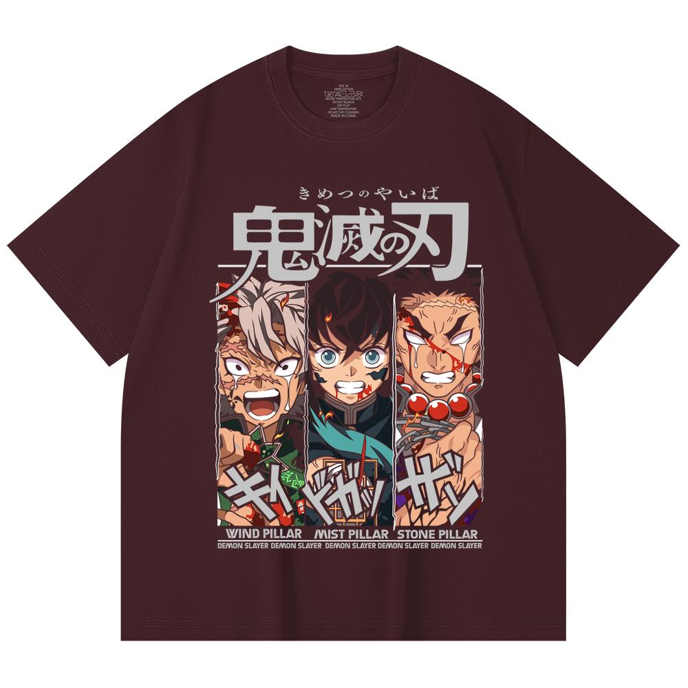 

230 Gsm 100% Cotton Demon Slayer V60 Pillars Print Unisex Heavy Cotton T Shirt 2XL