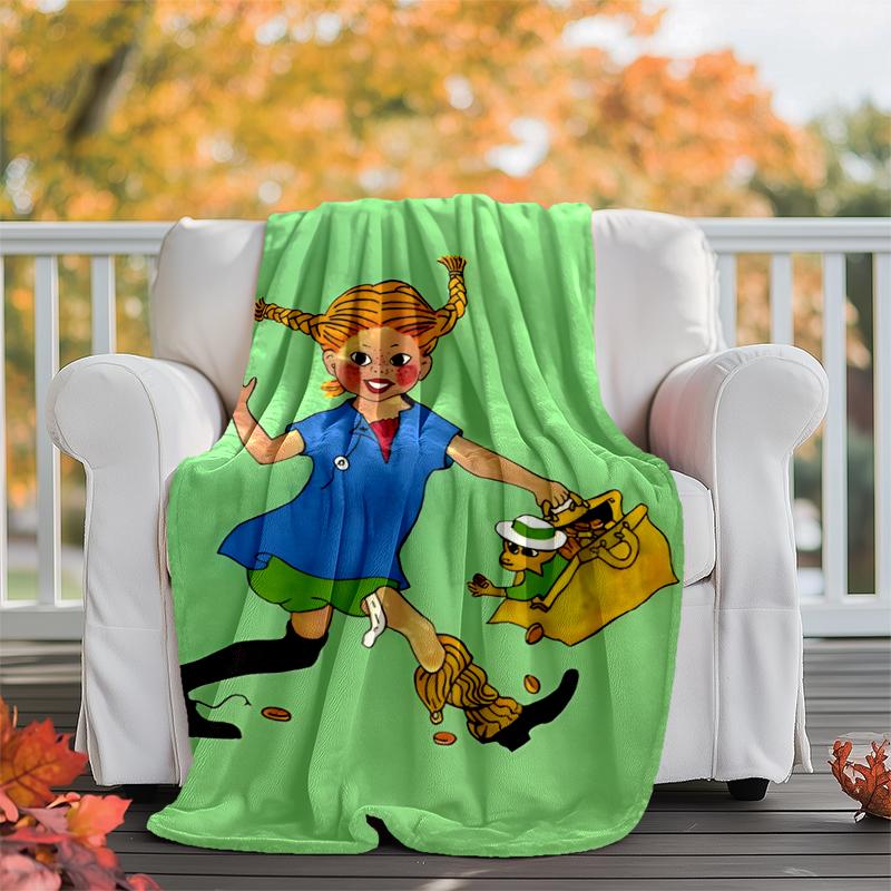 Coperta in Flanella di Pippi Calzelunghe Morbida Calda per Tutte le Stagioni, Design per Campeggio, Viaggio in Auto, Escursionismo Divano, Letto, Ufficio Regalo Perfetto per Feste