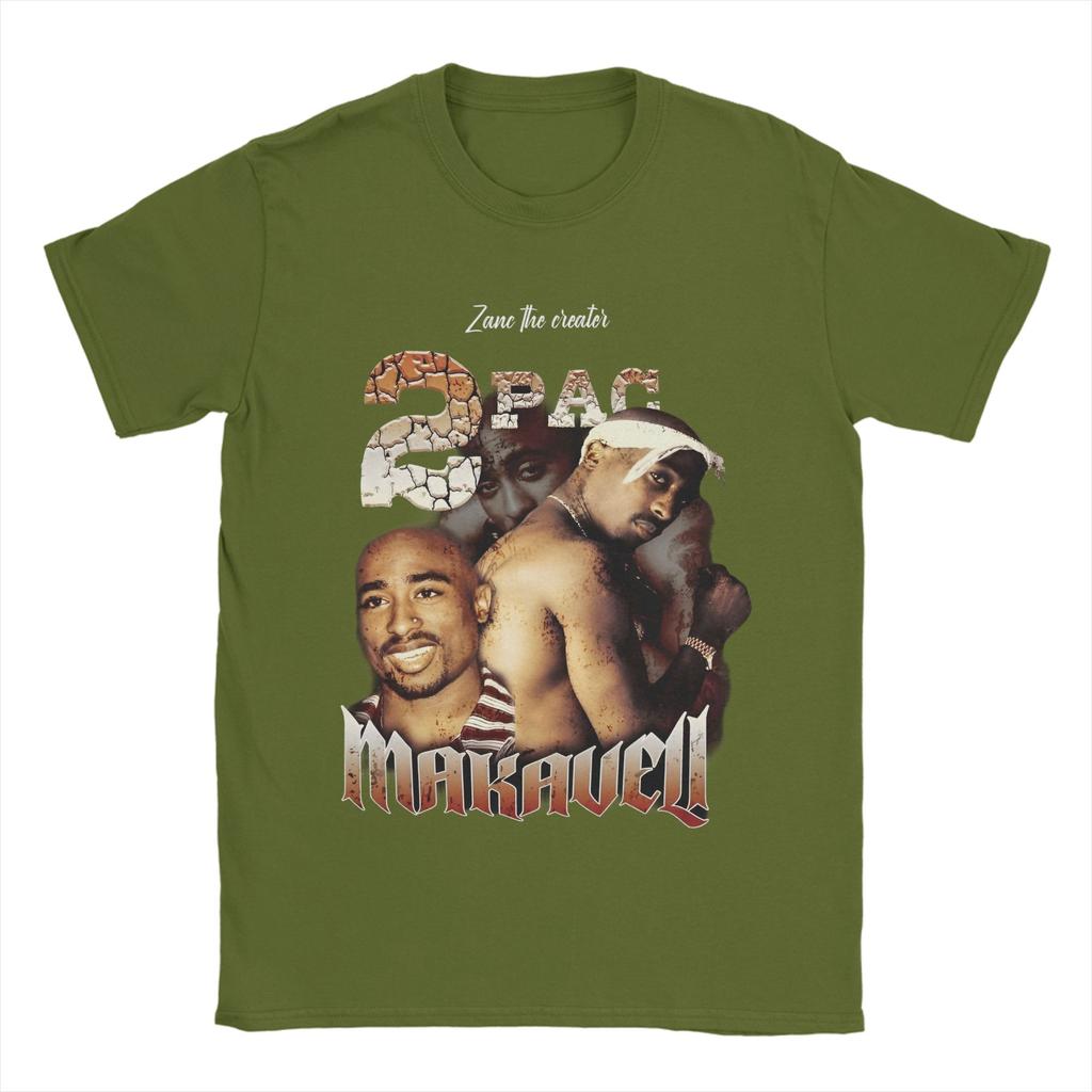 Retro Tupac  2pac Hip Hop T-Shirt Men's Cotton Short Sleeve Rapper Crewneck Summer Top Tee