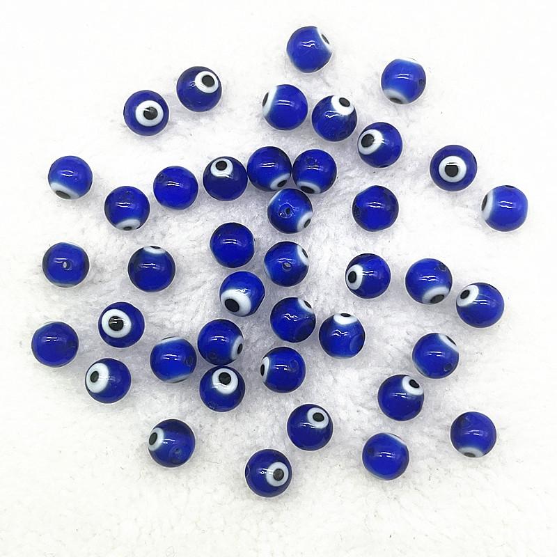 6mm 8mm 10mm Blue/White Glass Beads Evil Eye Beads for Jewelry Making DIY Handmade Bracelets Accessories