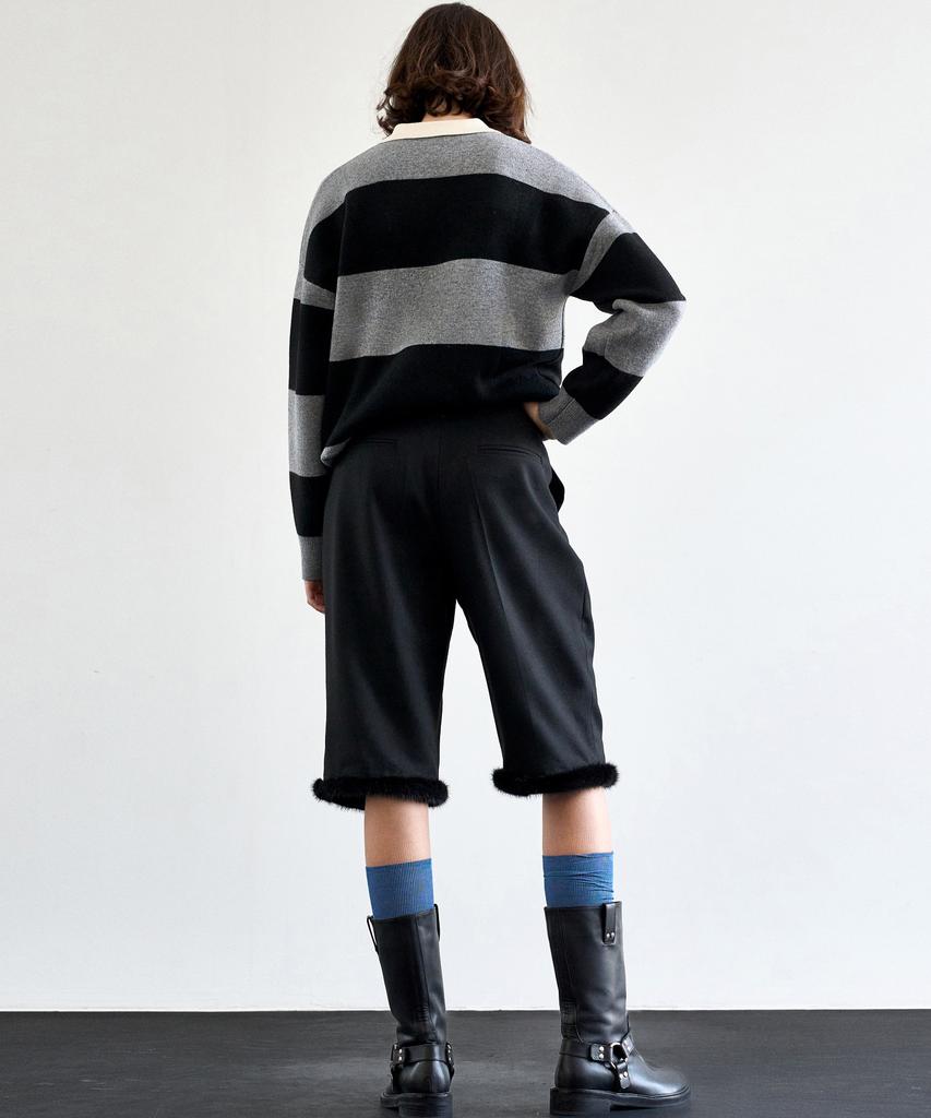 MITTE Fur Trimming Bumuda Pants_Black