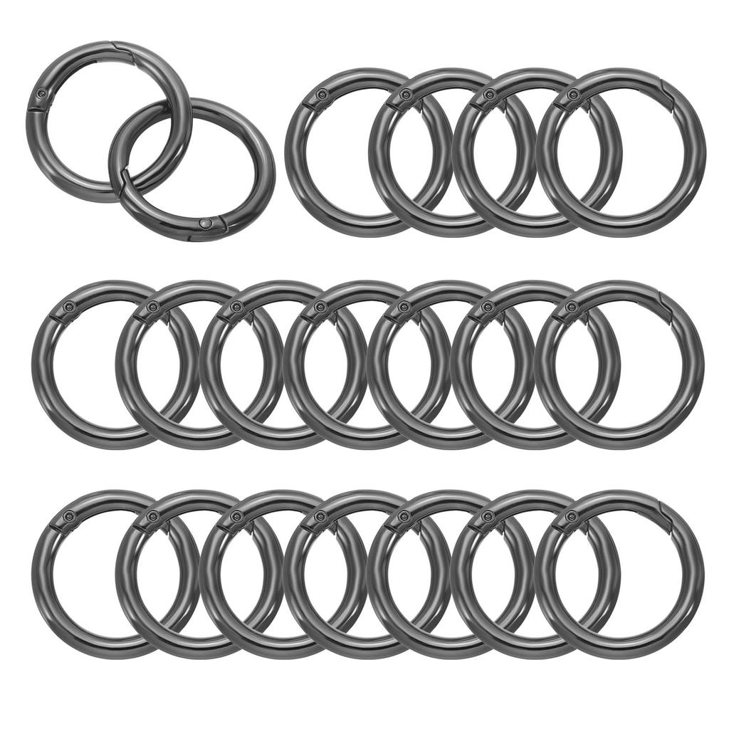 40mm OD Spring 20pcs Metal Round Lock Clip Trigger Snap Spring Key Ring Hook Buckle for Wallet Handbag Craft Black [PATIKIL] O-Rings, Making,