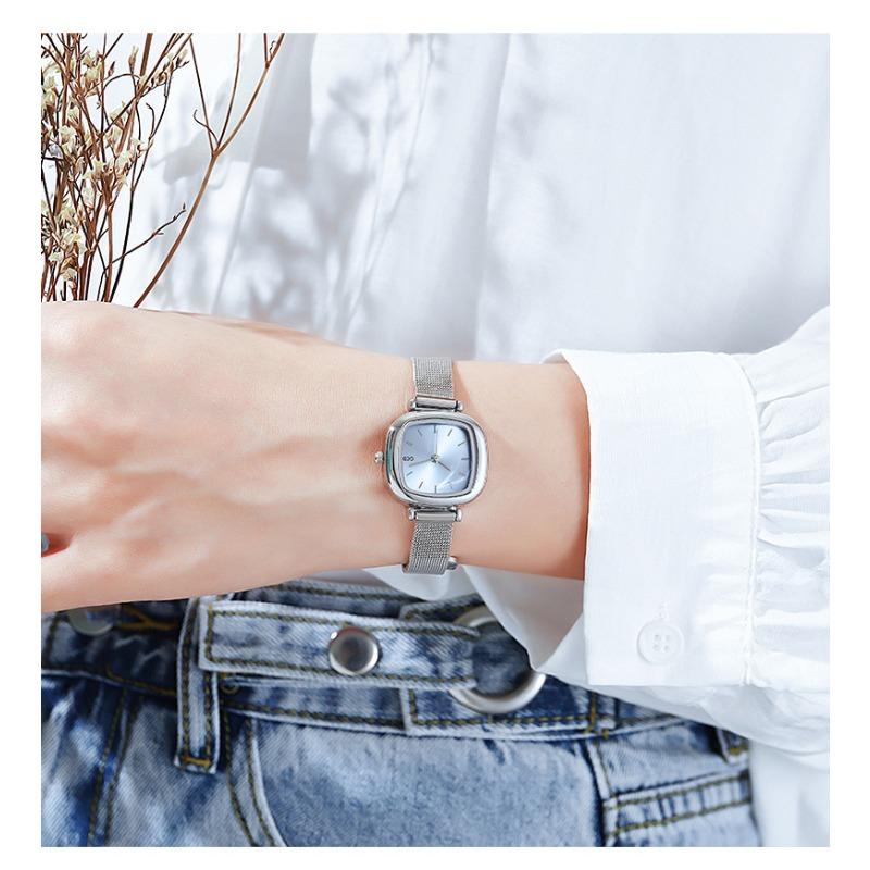 Watch for Women, Simple Temperament, Student, Small Dial, Thin Strap, Compact Square Mesh Chain, Niche Watch, Ladies Watch