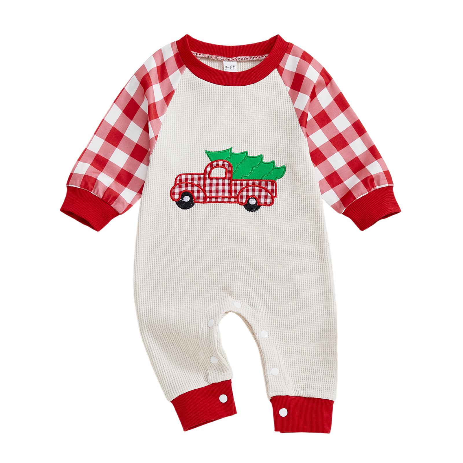 

Baby & Toddler Plaid Ribbed Romper: Autumn Halloween/Christmas Edition 0-3 Months червоний