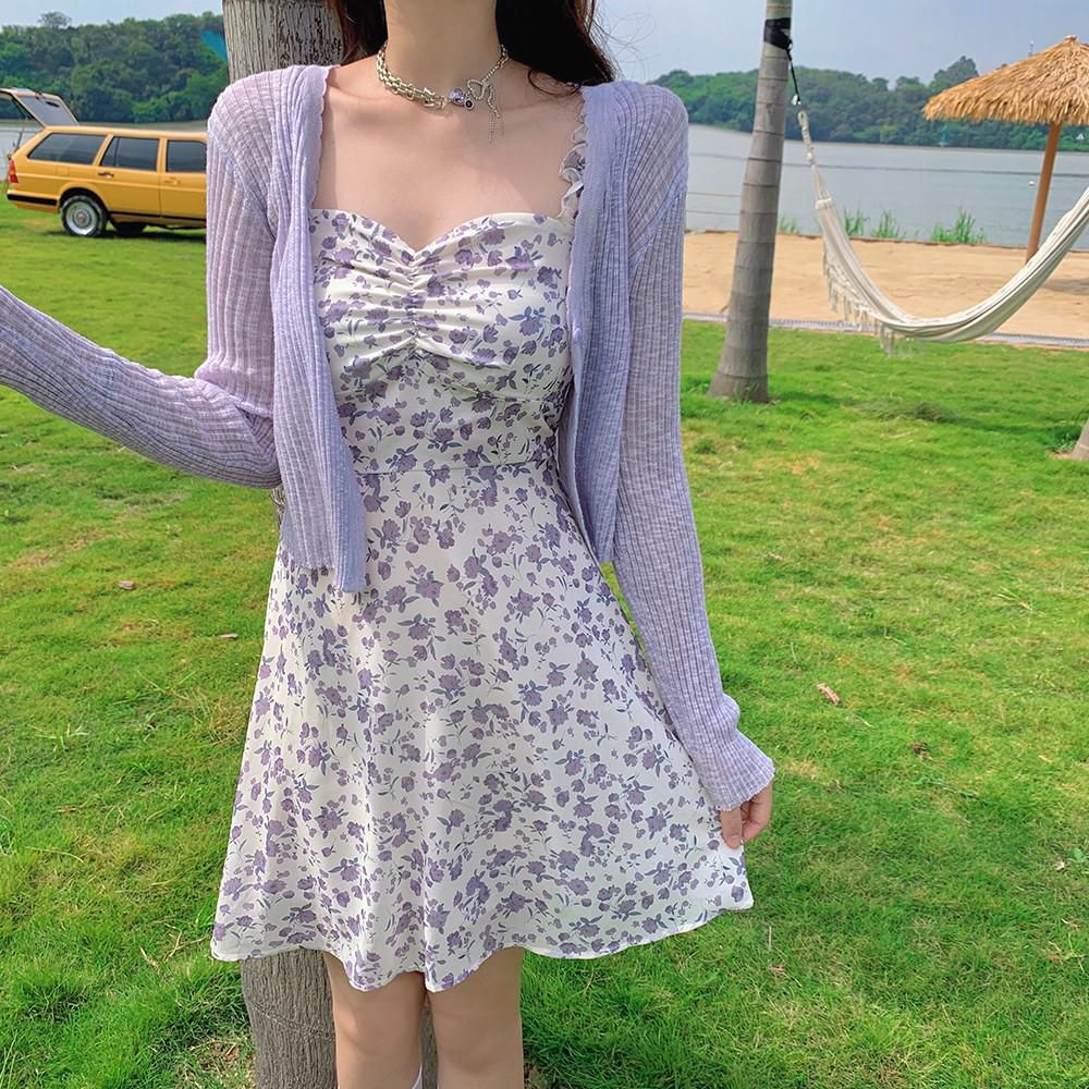Sommer 2025 Französisches Blumen-Trägerkleid - Niedlicher Damen-Kurzrock