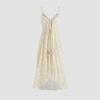 Women's Lace Maxi Dress Long Sleeve V Neck Boho Ruffle Elegant White Long Dress