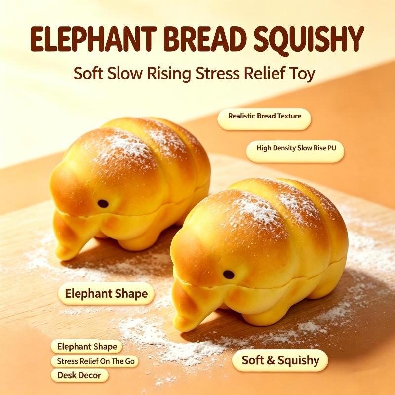 Squeezable Bread Bear Toy Slow Rebound PU Soft Stress Relief Sensory Toy for Student Office Worker Anxiety Relaxation Gift