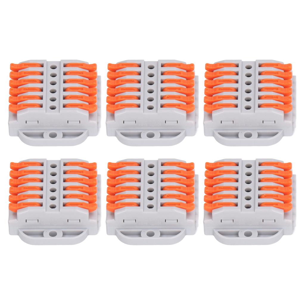 6Pcs Compact Wire Connectors ABS Copper Fast Connection Terminal Universal Wiring Conductors