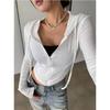Women S Slim Fit Hooded Zip Up Knit Cardigan Long Sleeve Top