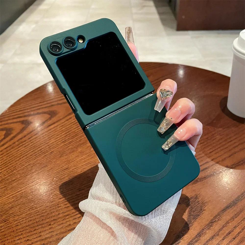Matte Ultra Slim Hülle für Samsung Galaxy Z Flip 6 4 3 flip6 ZFlip Magnetisch Kabelloses Laden Weich Stoßfest Hülle