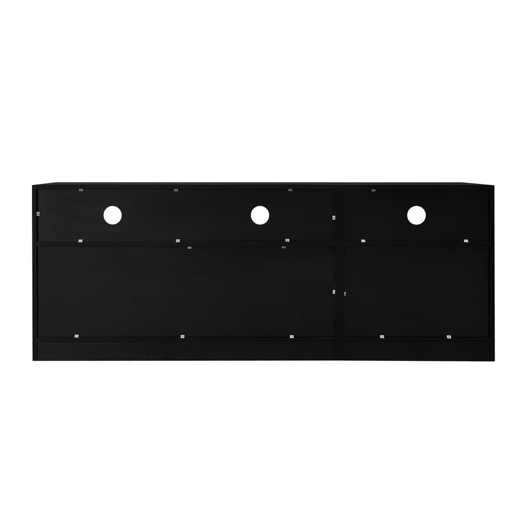 Mobile TV Alto Lucido 160*35*60cm con Illuminazione LED, 3 Scomparti Aperti, 2 Ante, 2 Cassetti, Controllo App Smart, per TV da 70 Pollici, Supporto TV Alto Lucido