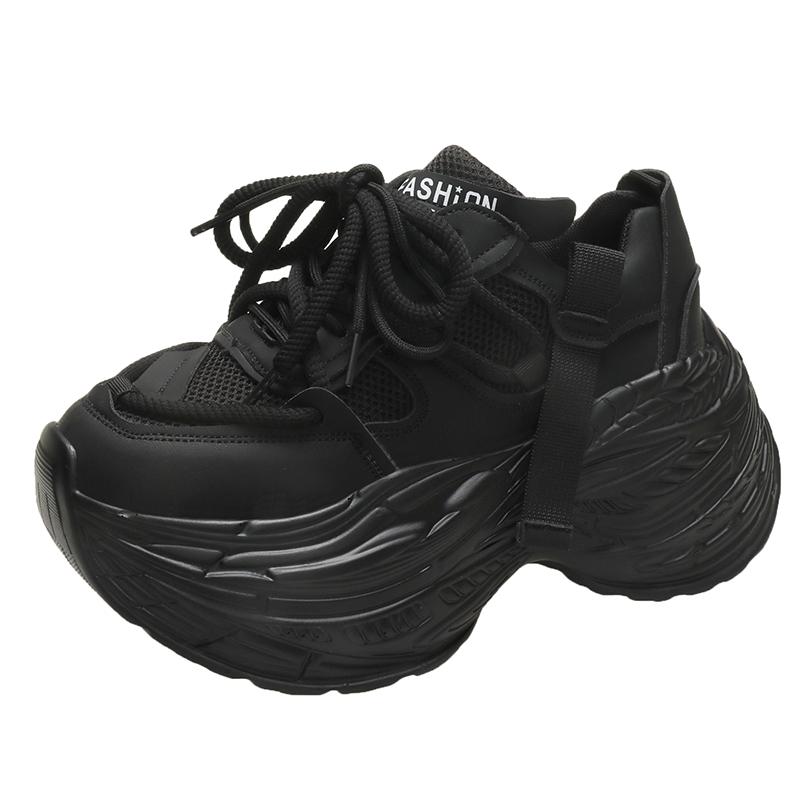 Aphixta Platform Sneaker Boots Height Increasing Lace Up Autumn Winter Women Shoes Thick Botton Sole Boots Mesh Casual Shoes