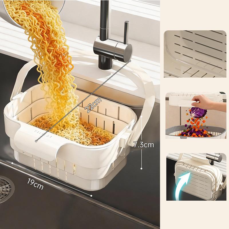 

Hanging Telescopic Drain Basket, Thickened Kitchen Household Fruit Washing And Rice Washing Basket, Water Filter Rack