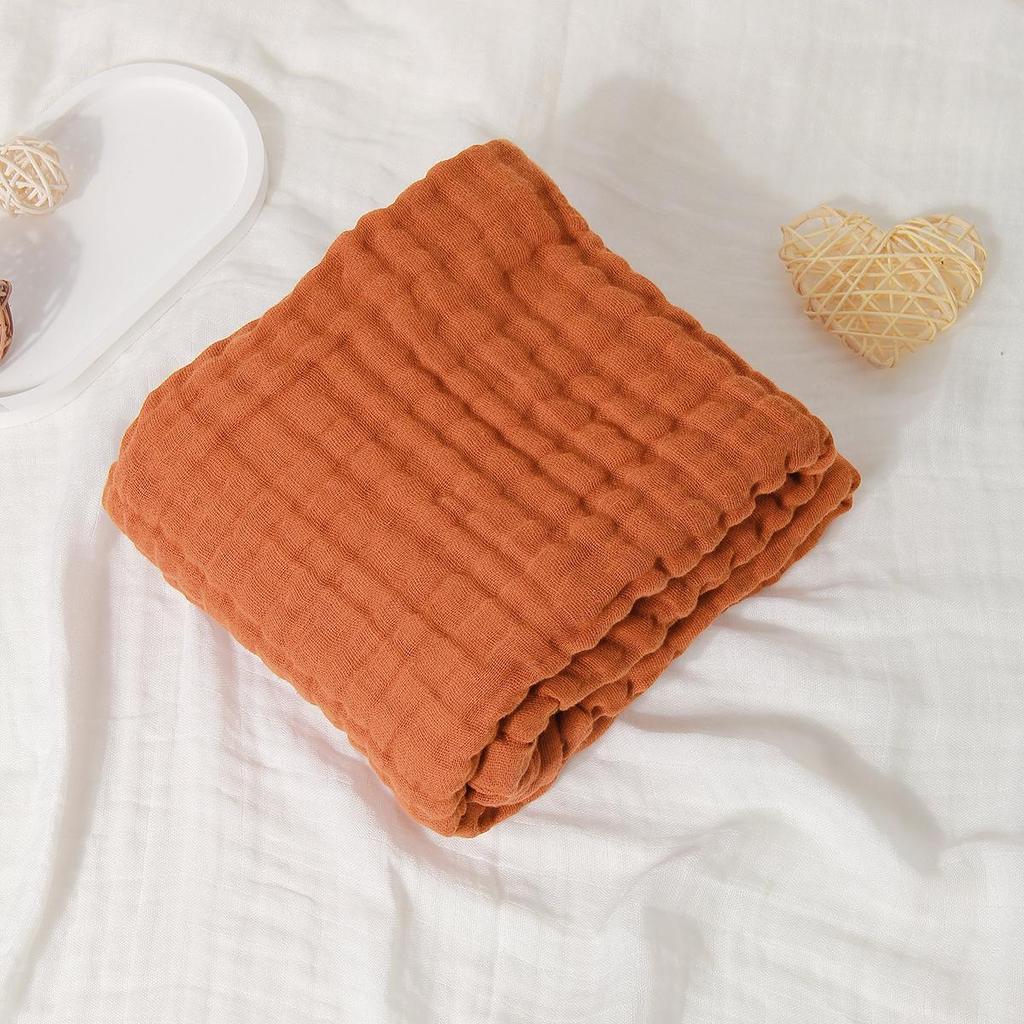 Soft 6-Layer Gauze Cotton Baby Blanket - Skin-Friendly, Solid Color, A-Type for Newborns