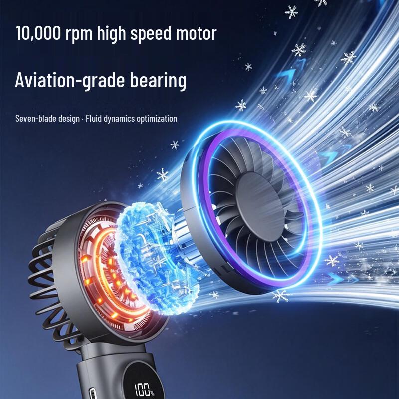 ZISIZ Digital Display High-Speed Turbine Portable Handheld Fan