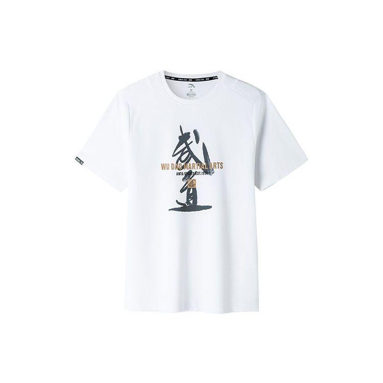 

Anta Crew Neck Pullover Letter Sports T-Shirt Men Tops Pure-White 952217111-1