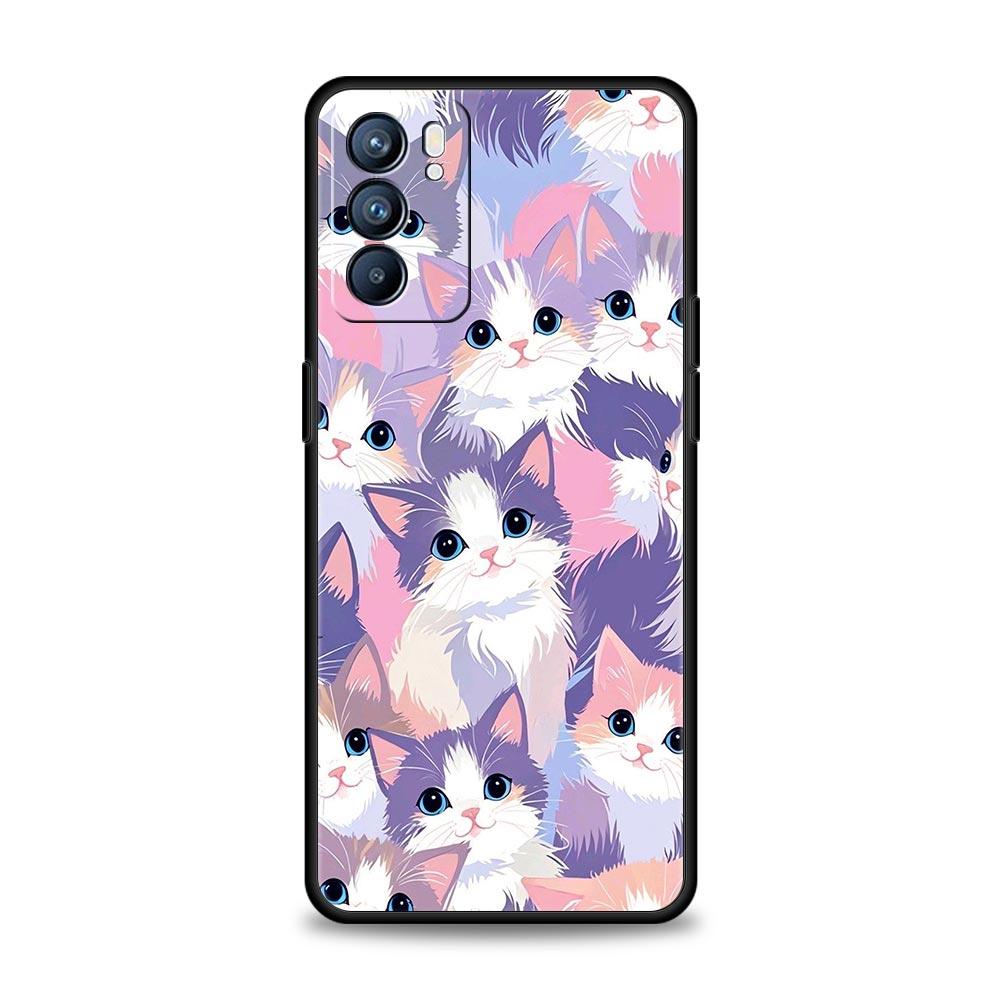 Colorful Cat Design Phone Case For Oppo A17 A31 A54 A57 A78 A79 A98 Find X5 X6 Reno 6 7 8 10 11 12 13 F Pro 5G Soft TPU Cover