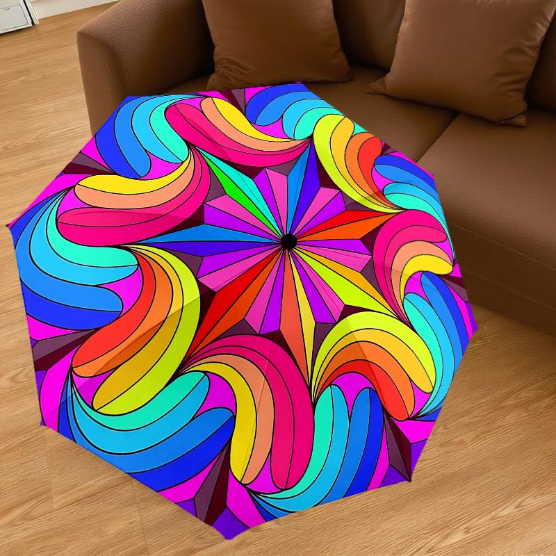 1pc Psychedelic Pattern Automatic Open/Close Umbrella with Windproof, 8-Rib Sturdy Canopy, Durable Ribs, Fashionable Design1211A