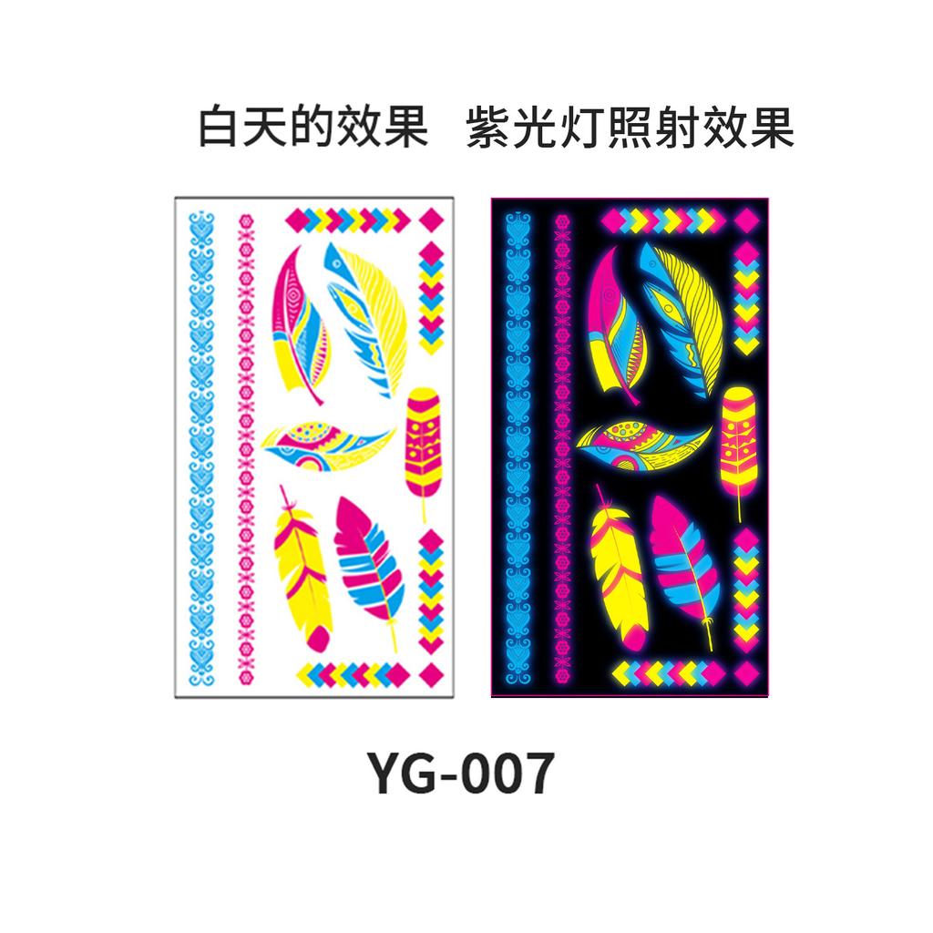Women's Rave Festival UV Neon Body Face Temporary Tattoos Waterproof Fluorescence Fluorescent Fluorescent Tattoo Stickers 20