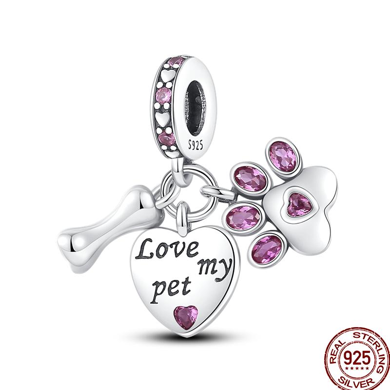 Copper Pink Puppy Flower Bird Pink Charm Beads Suitable For 3Mm Original Bracelet Diy Jewelry Gift