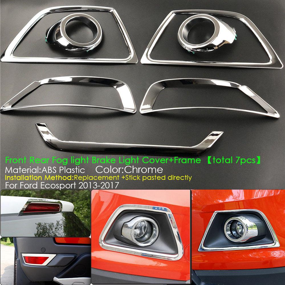 For Ford Ecosport 2013 - 2017 Car Accessories Front Rear Fog Lamp Brake Light Trim Decorative Cover Sticker ABS Plastic Chrome