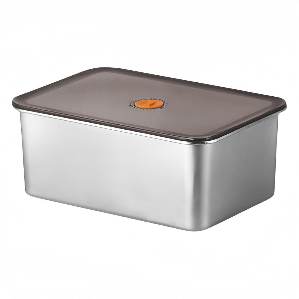 Stainless Steel Food Storage Container with Lid for Refrigerator Meat Organizer Large Capacity Food Box with Sealed Plastic Lid
