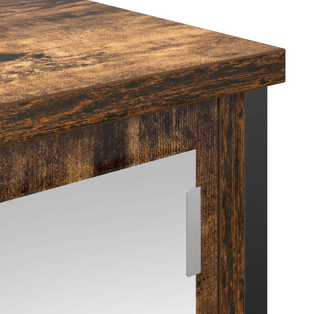 Bathroom Wall Cabinet with Mirror Smoked Oak Finish 60 X 21 X 60 Cm