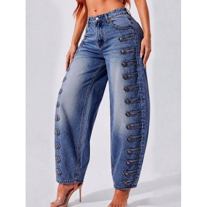 High-Waisted Wide-Leg Cropped Denim Jeans Women