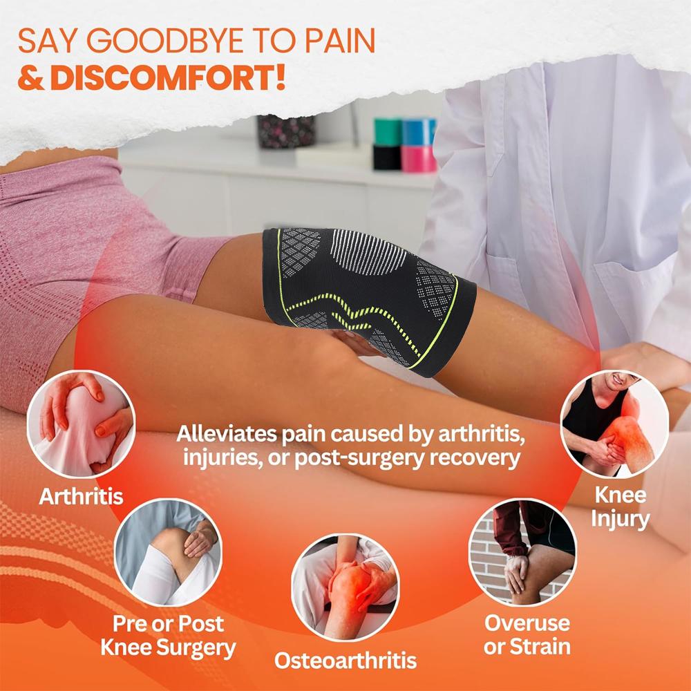 1Pair Knee Braces For Knee Pain,Knee Compression Sleeve For Men Women,Knee Support For Meniscus Tear,Running,Weightlifting