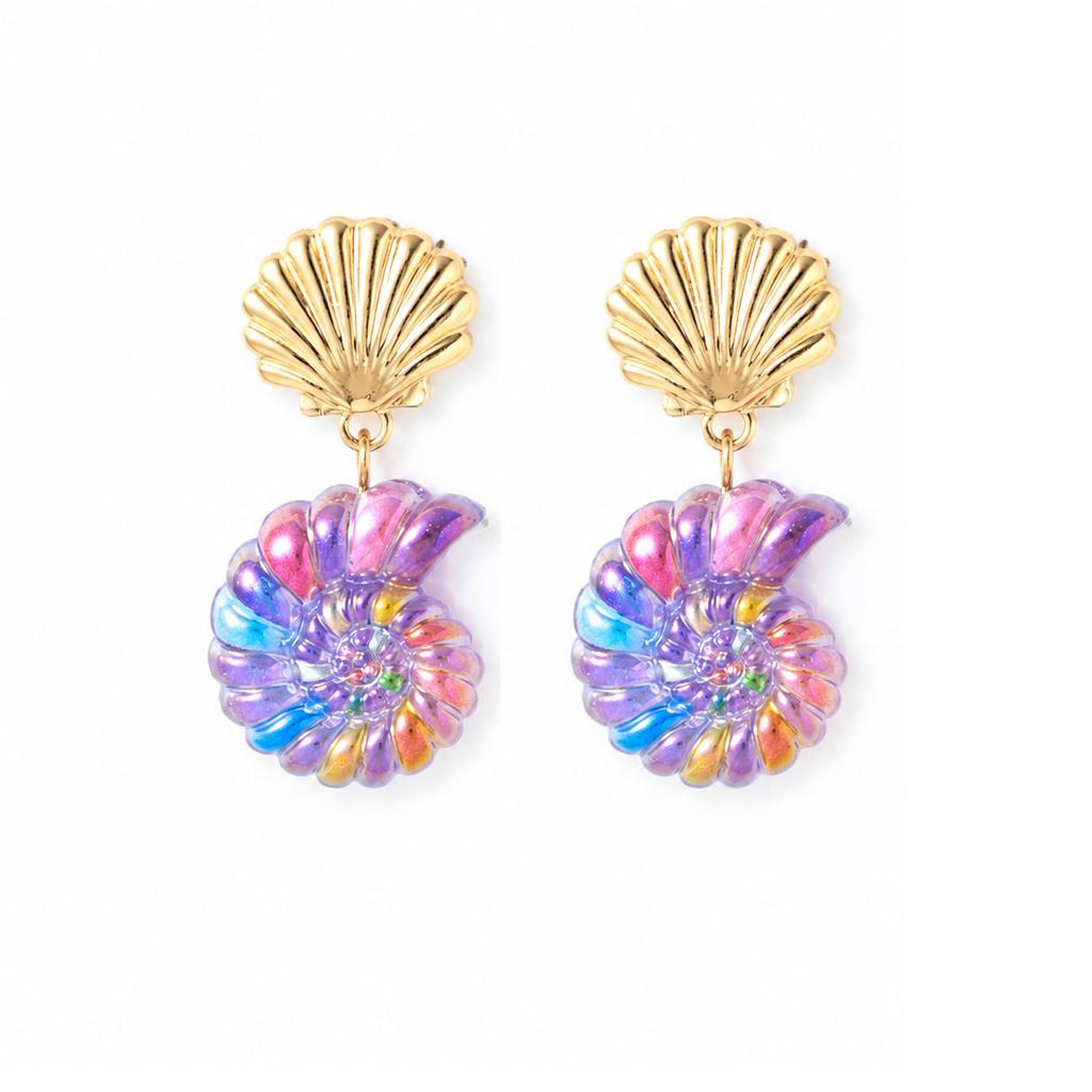 Hot Sale Fashion Vacation Wind Metal Starfish Shell Conch Earrings Suitable for Ladies Beach Vacation