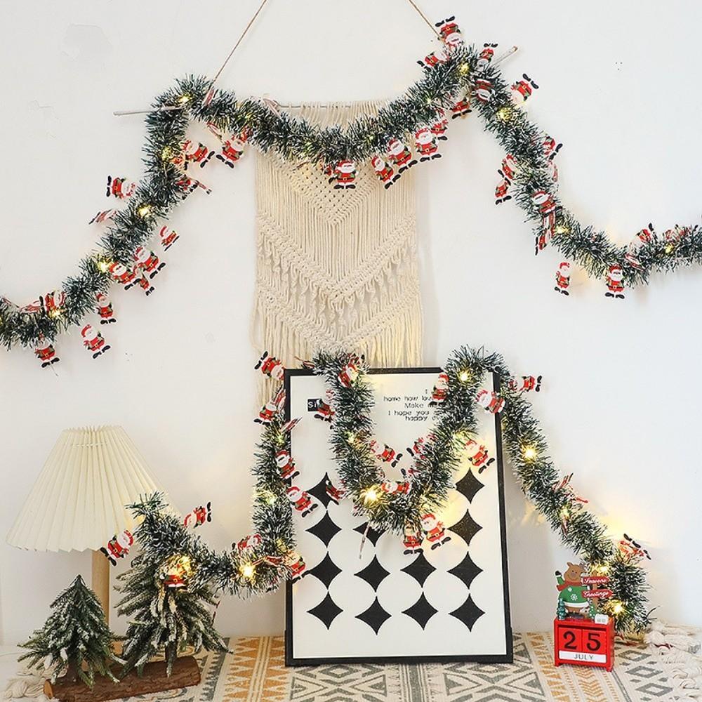 Neue 5M Weihnachts-Lichterkette Weihnachtsmann Weihnachts-Schneeflocken-Dekoration Farbstreifen Weihnachts-Wollstreifen Szenenlayout